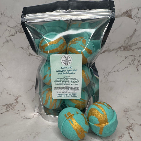 200mg CBD Eucalyptus Spearmint Mini Bath Bombs