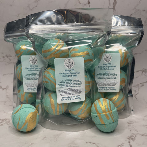 50mg CBD Mini Spearmint Eucalyptus Bath Bomb
