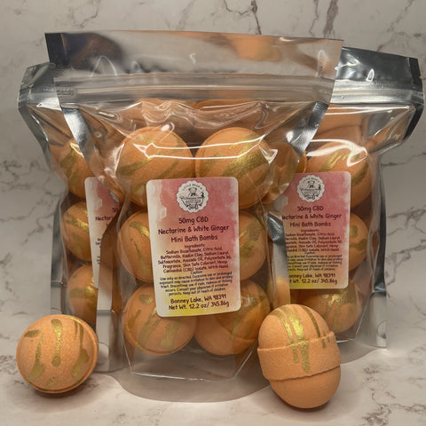 50mg CBD Mini Nectarine & White Ginger Bath Bombs